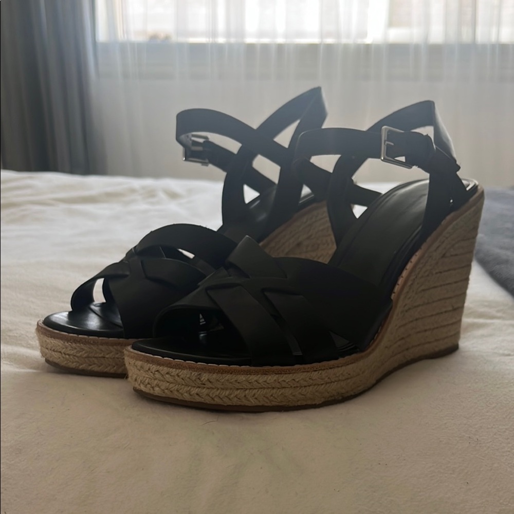 Women's Black Wedge Sandals